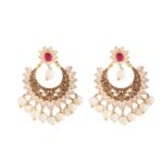 ER002 (Antique white stone pearl drop 22kt earring) ER002 (Antique white stone pearl drop 22kt earring)