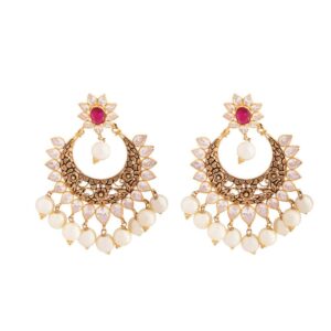 ER002 (Antique white stone pearl drop 22kt earring) ER002 (Antique white stone pearl drop 22kt earring)