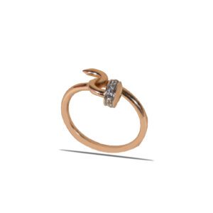 18K Rose Gold Nail Ring with CZ Stones Minimalist Jewelry 18K Rose Gold Nail Ring with CZ Stones Minimalist Jewelry