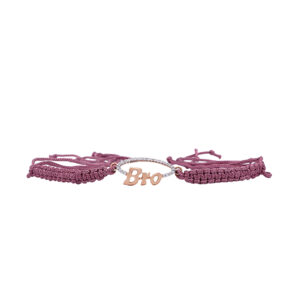 Bro Script Rakhi in Rose Gold on Purple Cord Bro Script Rakhi in Rose Gold on Purple Cord